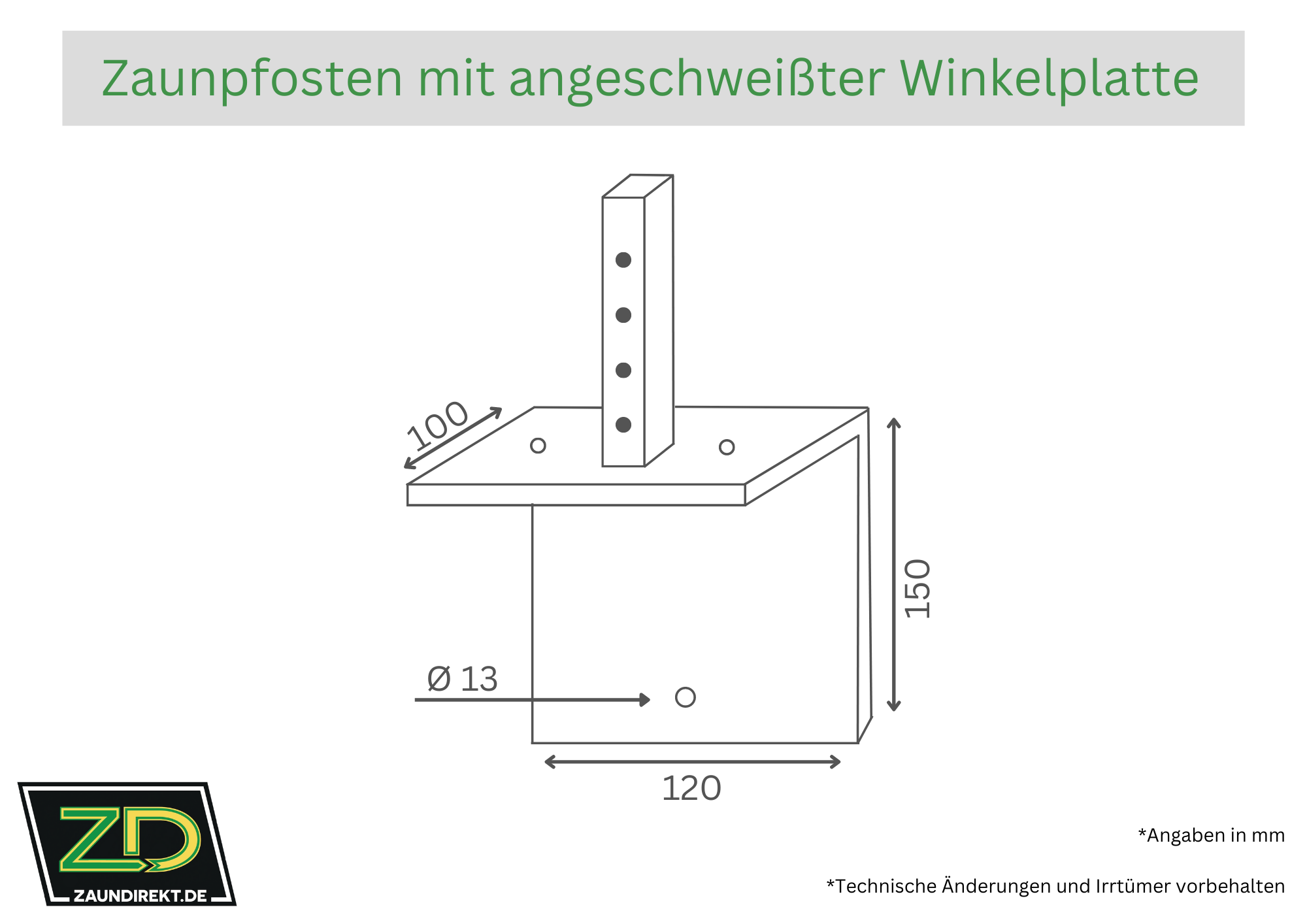 zaunpfosten mit angeschweißter winkelplatte fuer l-stein